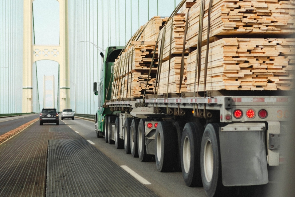 Loadsure cargo truck carrying timber